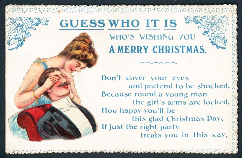 Indovina chi? Signora che prende in giro un uomo! Biglietto di Natale da English School