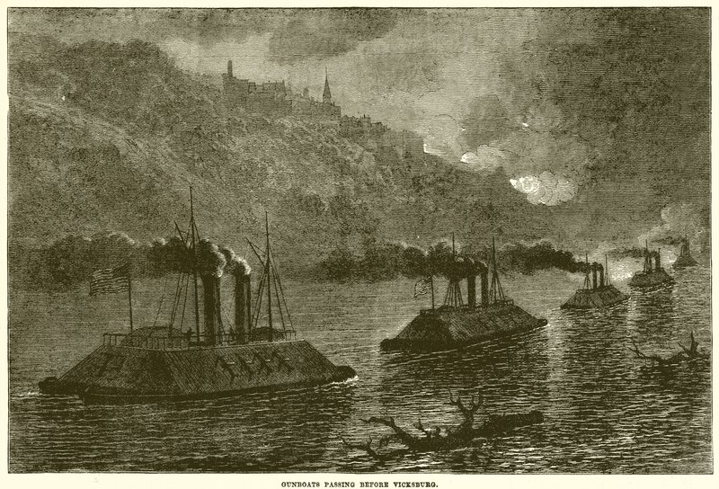 Cannoniera che passa davanti a Vicksburg da English School