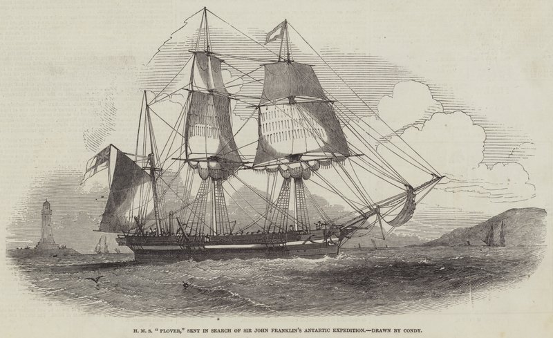 HMS "Plover," inviata alla ricerca della spedizione artica di Sir John Franklin (incisione) da English School