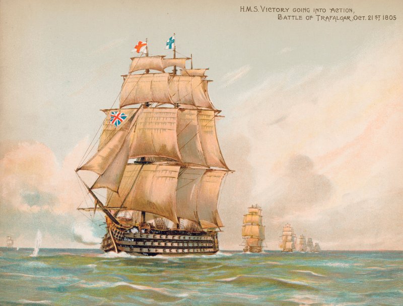 HMS Victory alla Battaglia di Trafalgar da English School