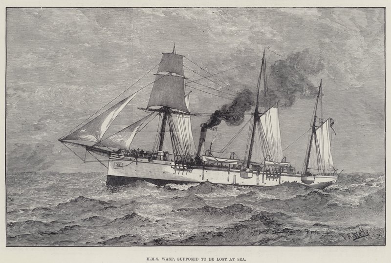 HMS Wasp, supposta persa in mare (incisione) da English School