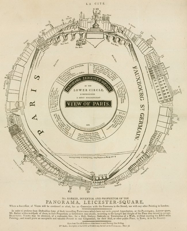 Veduta di H. A. Barker di Parigi, Panorama, Leicester Square, Londra da English School