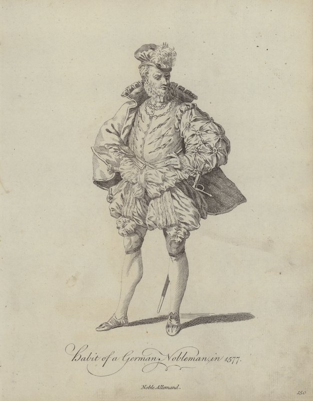 Abito di un nobile tedesco nel 1577 (incisione) da English School