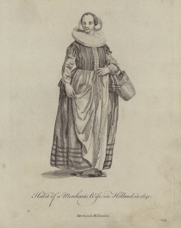 Abito della moglie di un mercante in Olanda nel 1640 da English School