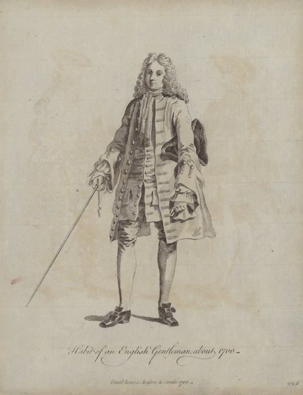 Abito di un gentiluomo inglese intorno al 1700 da English School