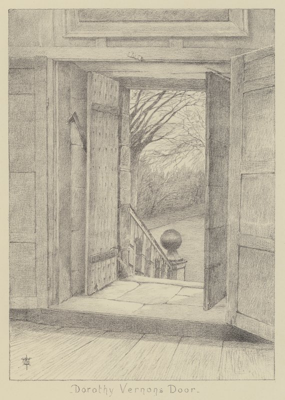 Haddon Hall, Porta di Dorothy Vernon (litografia) da English School