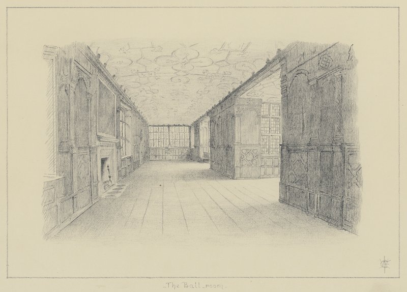 Haddon Hall, La Sala da Ballo (litografia) da English School