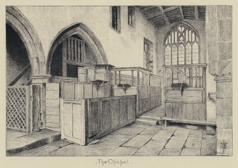 Haddon Hall, La Cappella (litografia) da English School