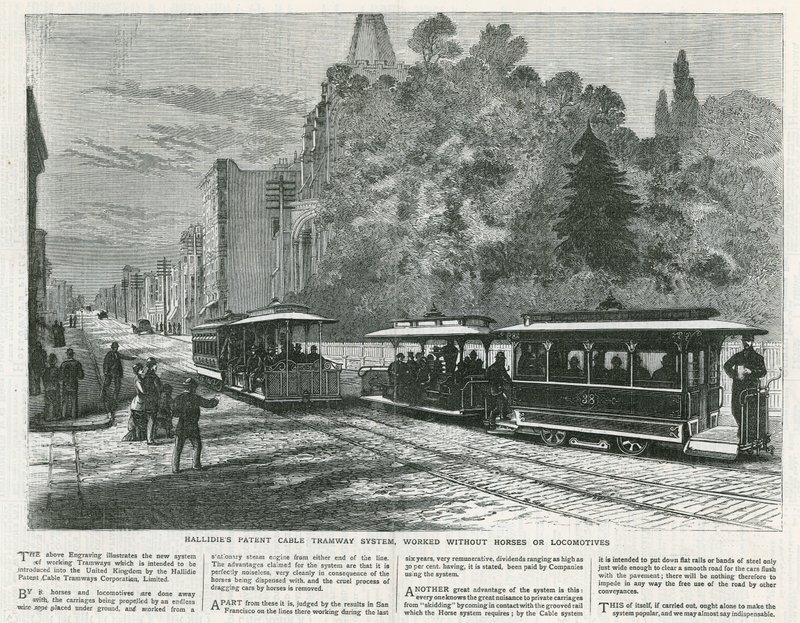 Sistema di tramvia a cavo di Hallidie senza cavalli o locomotive da English School