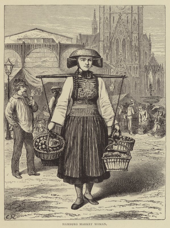 Donna del Mercato di Amburgo (incisione) da English School