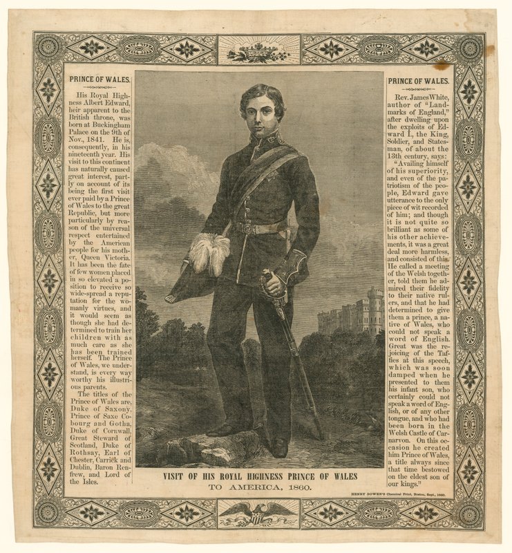 Fazzoletto commemorativo del viaggio del Principe di Galles in America, 1860 da English School