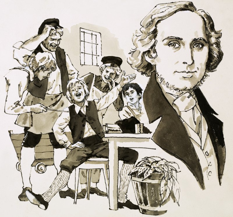 Hans Christian Andersen intrattiene i suoi compagni apprendisti cantando da English School