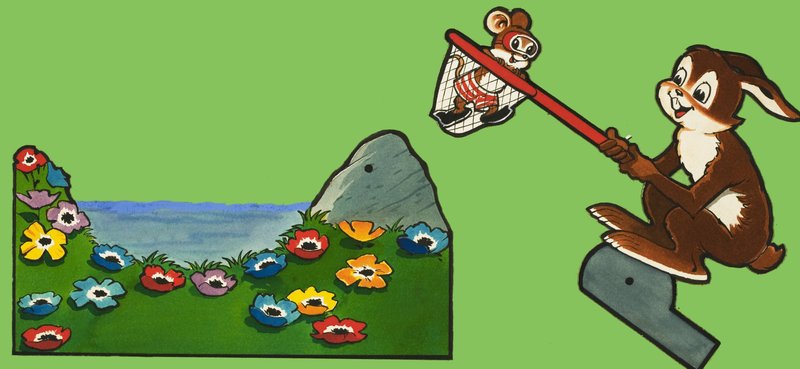 Modello ritagliato di Harold Hare e Dicky Dormouse da English School