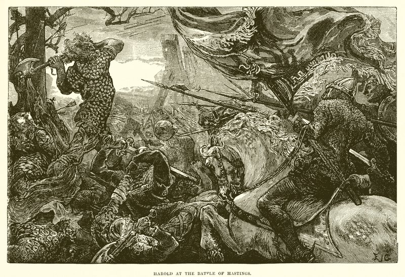 Harold alla battaglia di Hastings da English School