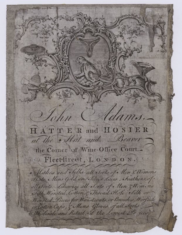 Cappellai, John Adams, biglietto da visita da English School