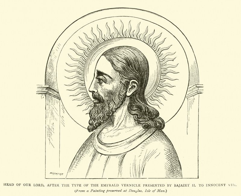 Testa del Nostro Signore, secondo il tipo del Vernicle di Smeraldo presentato da Bajazet II a Innocenzo VIII da English School