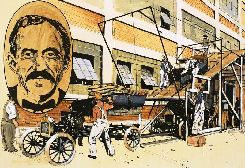 Henry Ford e la sua prima linea di produzione del 1908 da English School