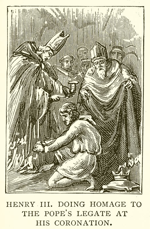 Enrico III rende omaggio al legato papale alla sua incoronazione da English School