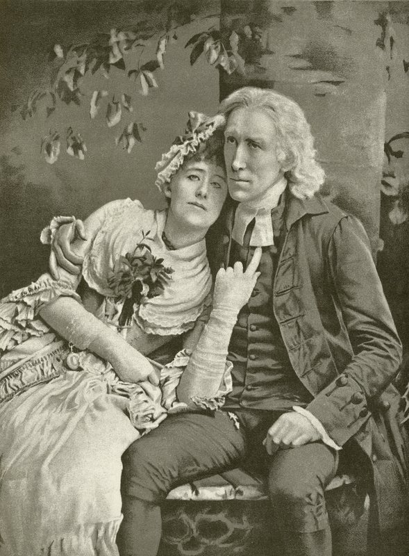 Henry Irving come Il Vicario ed Ellen Terry come Olivia da English School