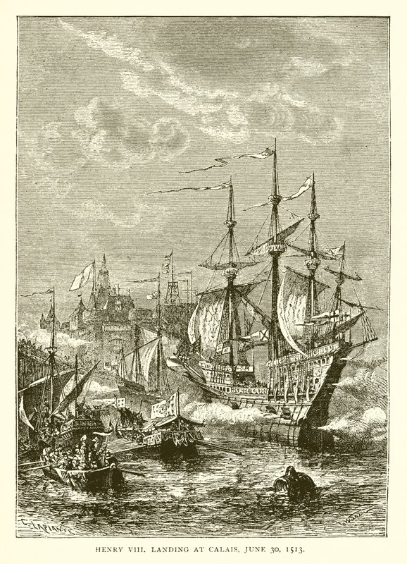 Enrico VIII sbarca a Calais, 30 giugno 1513 da English School