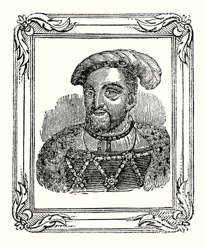 Enrico VIII nacque nel 1490, incoronato nel 1509, morto nel 1547 da English School