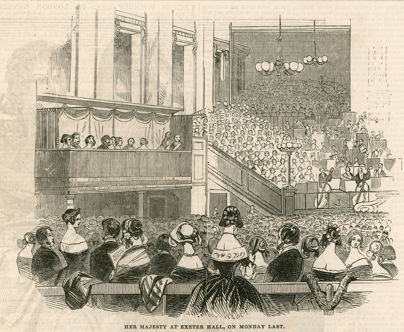 Sua Maestà la Regina Vittoria a Exeter Hall, Strand, Londra da English School