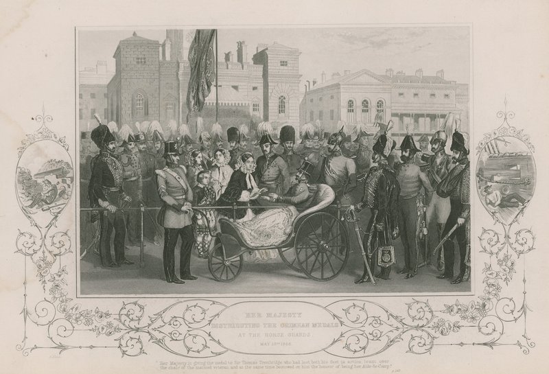 Sua Maestà distribuisce le Medaglie della Crimea alle Guardie a Cavallo, 18 maggio 1856 da English School
