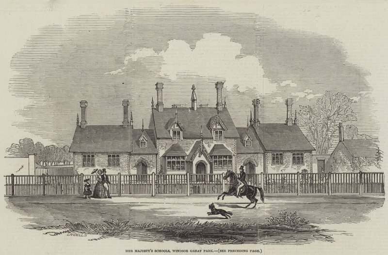 Le scuole di Sua Maestà, Windsor Great Park (incisione) da English School
