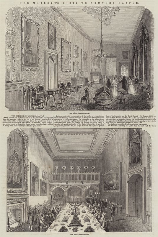 La visita di Sua Maestà al Castello di Arundel (incisione) da English School