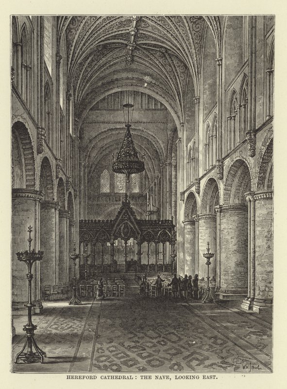 Cattedrale di Hereford, la navata, guardando a est da English School