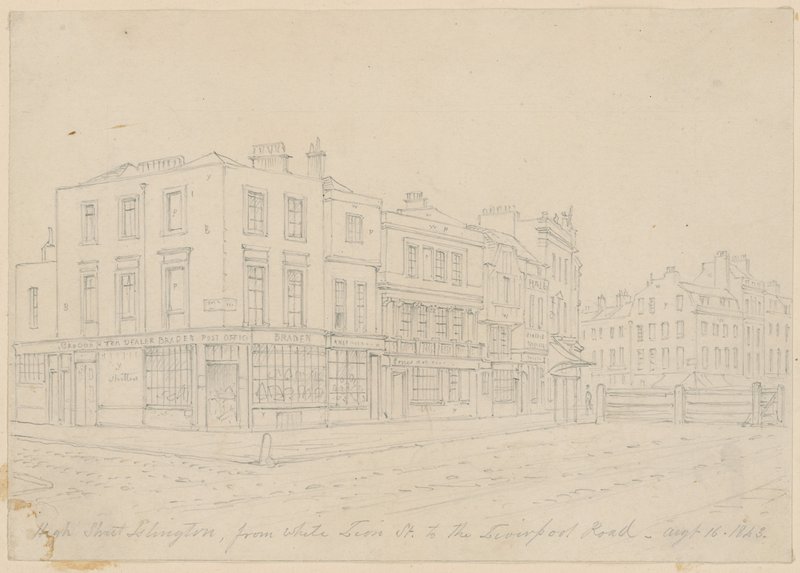 High Street Islington, da White Lion Street a Liverpool Road, 16 agosto 1843 da English School