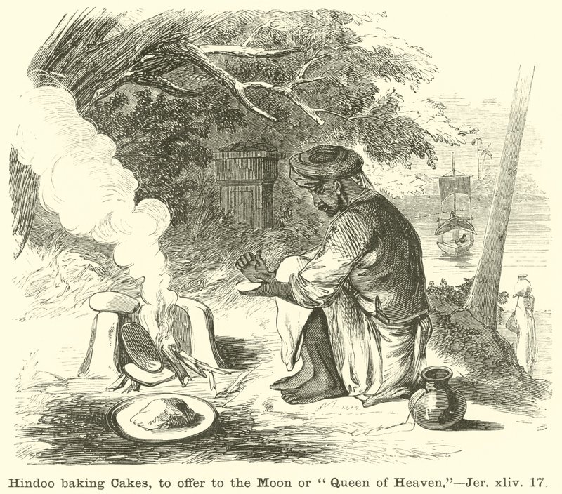 Indù che cuoce torte, da offrire alla luna o alla regina del cielo, Geremia, xliv, 17 da English School