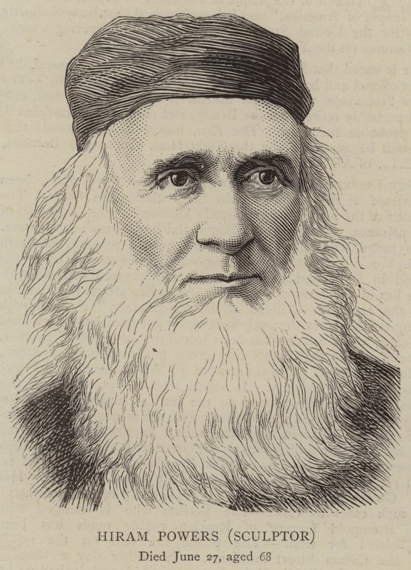 Hiram Powers, scultore (incisione) da English School
