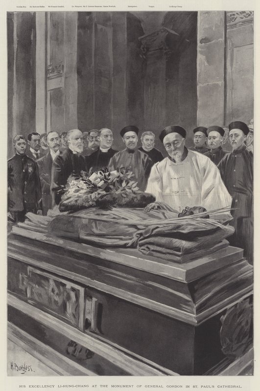 Sua Eccellenza Li-Hung-Chang al Monumento del Generale Gordon nella Cattedrale di San Paolo (litografia) da English School