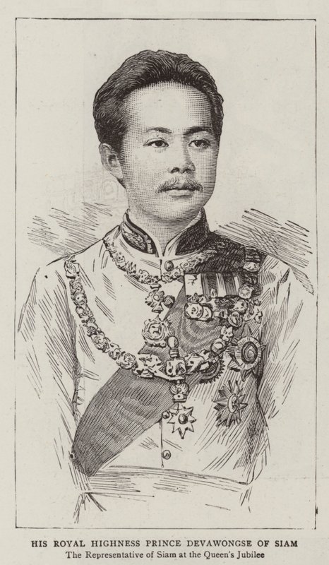 Sua Altezza Reale il Principe Devawongse di Siam (incisione) da English School