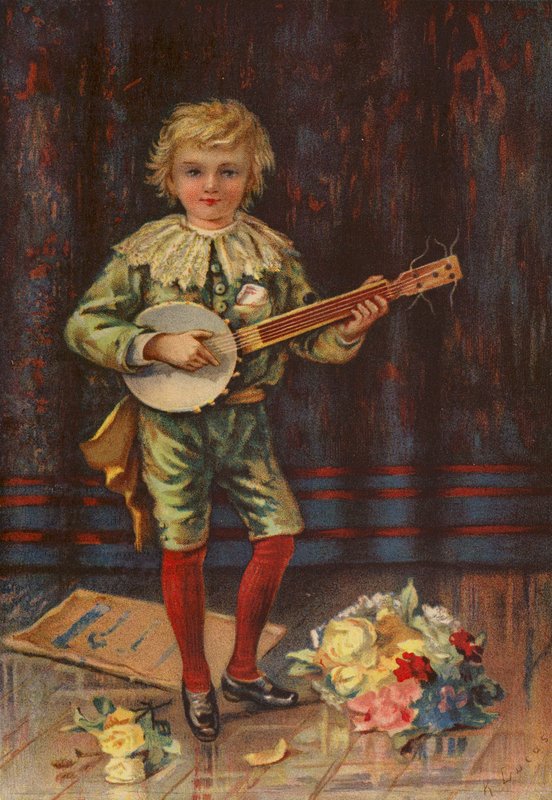 La sua prima apparizione - ragazzo che suona il banjo da English School