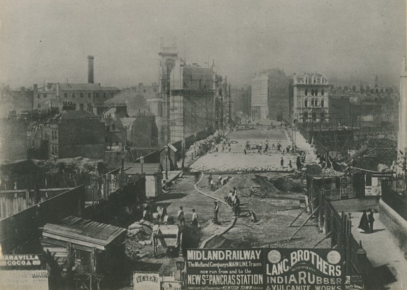 Viadotto di Holborn in costruzione nel 1869 da English School