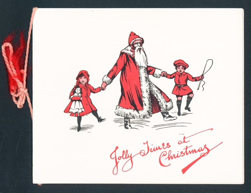 Tenendo per mano Babbo Natale, Cartolina di Natale da English School