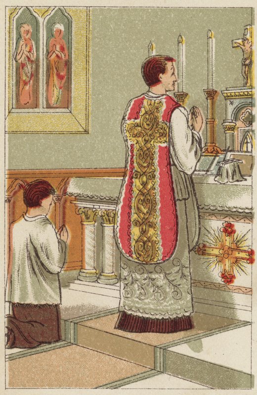 Santa Messa (litografia a colori) da English School