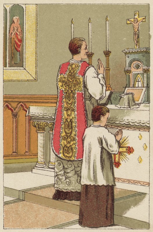 Santa Messa (litografia a colori) da English School