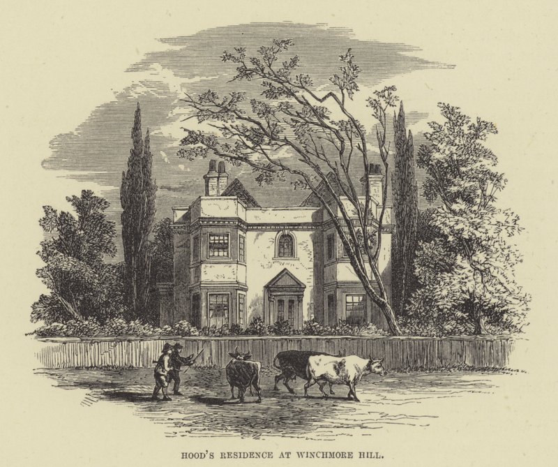 Residenza di Hood a Winchmore Hill (incisione) da English School