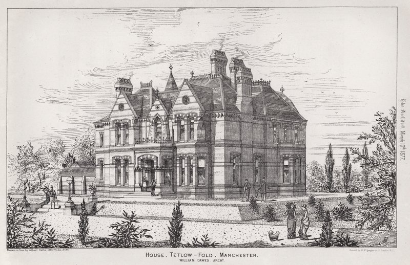 Casa, Tetlow, Fold, Manchester (incisione) da English School