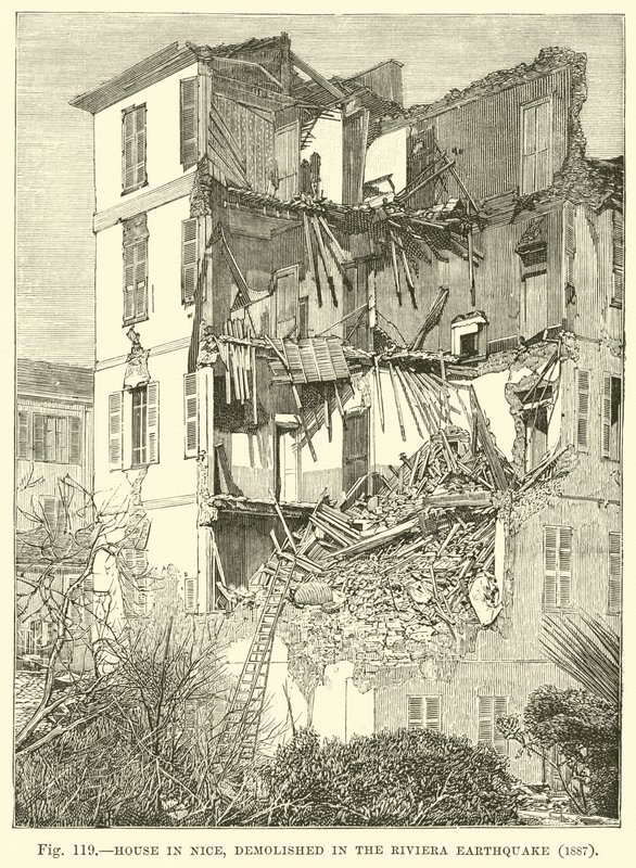 Casa a Nizza, demolita nel terremoto della Riviera, 1887 da English School