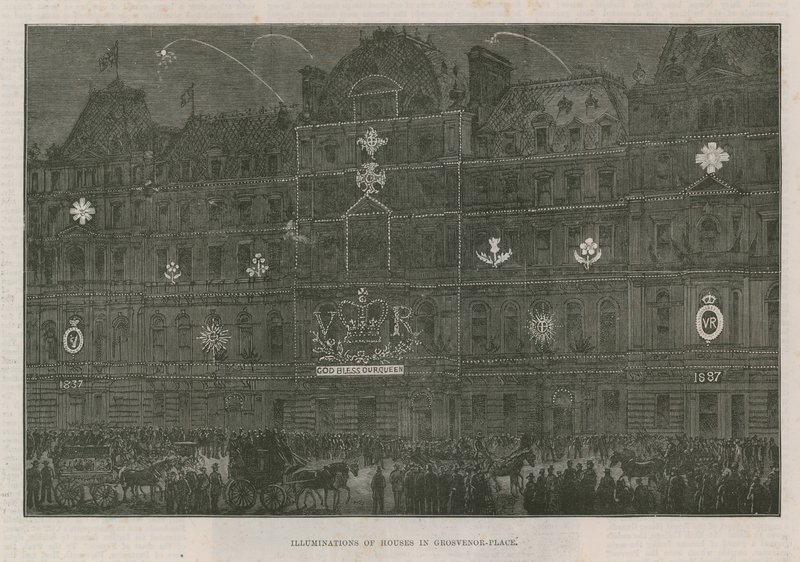 Illuminazioni sulle case in Grosvenor Place da English School
