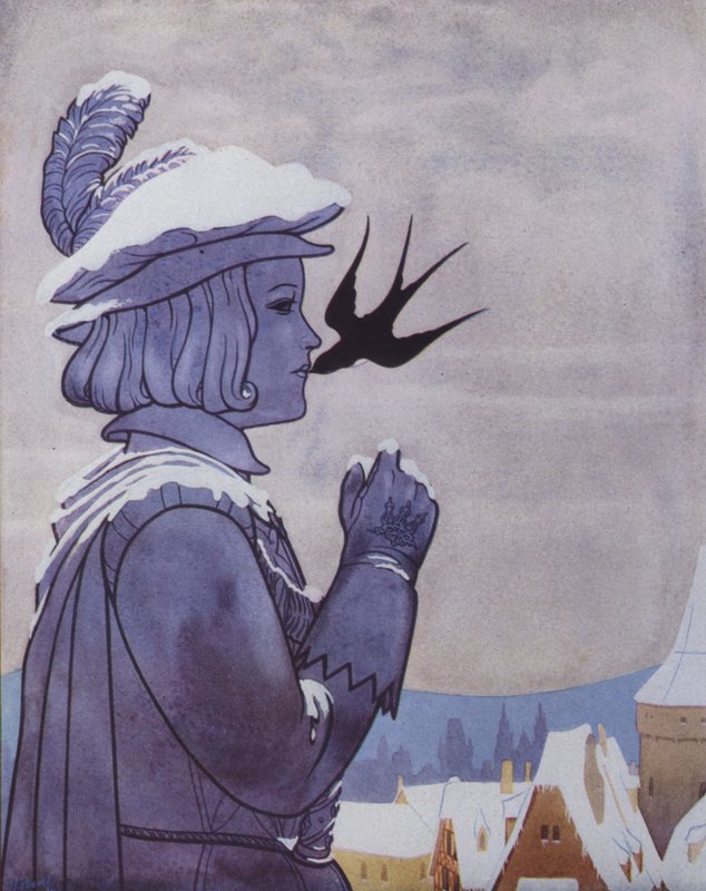 Illustrazione per Il Principe Felice di Oscar Wilde (litografia a colori) da English School