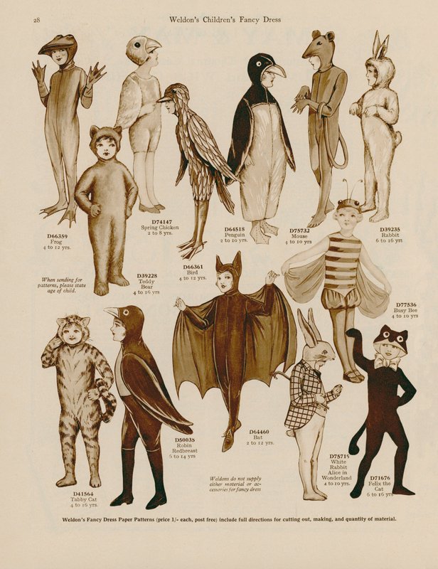 Illustrazione per il catalogo di costumi per bambini di Weldon da English School