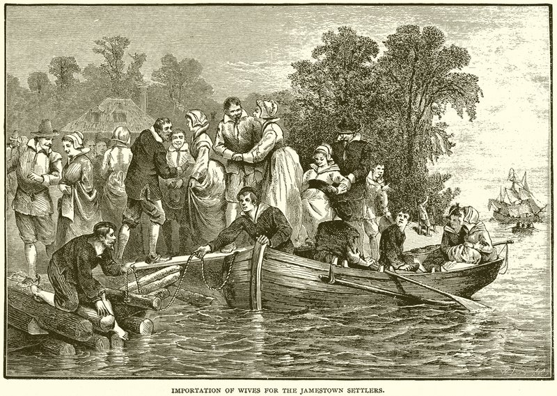 Importazione di mogli per i coloni di Jamestown da English School