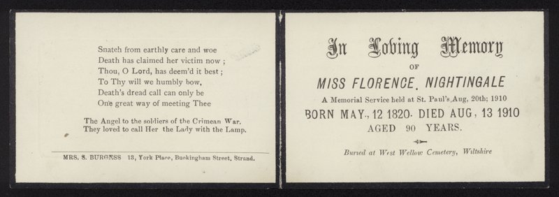 In amorevole memoria di Florence Nightingale da English School