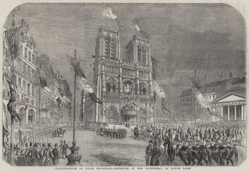 Inaugurazione di Luigi Napoleone, esterno della cattedrale di Notre Dame da English School