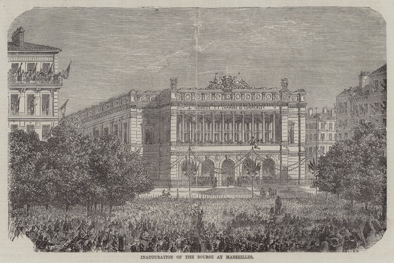 Inaugurazione della Borsa di Marsiglia (incisione) da English School